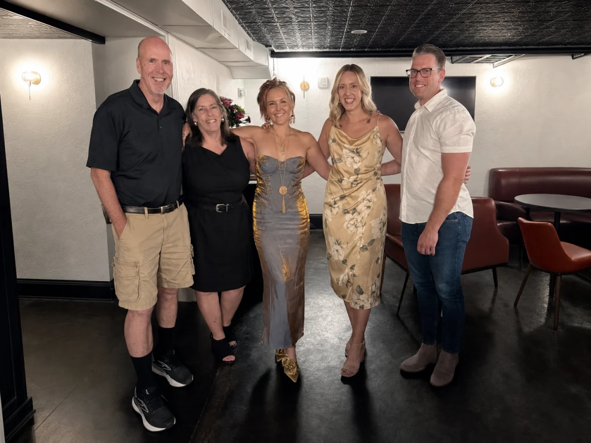 Dr Perkins with his family at a celebration